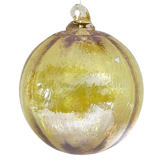 Blown Glass Metallic Yellow / Purple Ornament