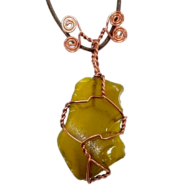 Brown Sea Glass Swirly Necklace