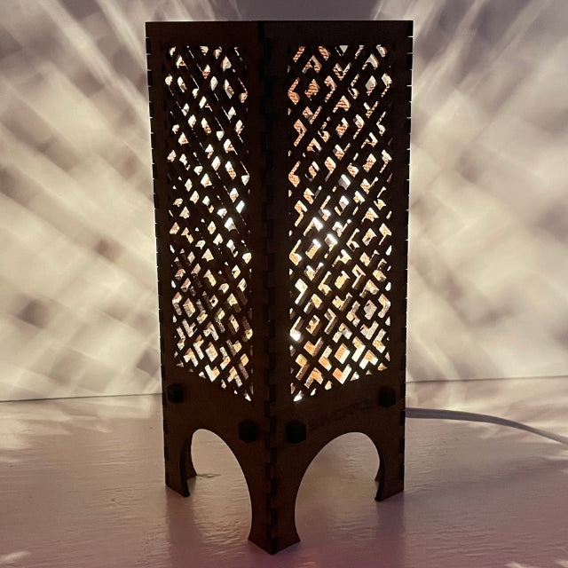 Medium Wooden Box Grid Lamp