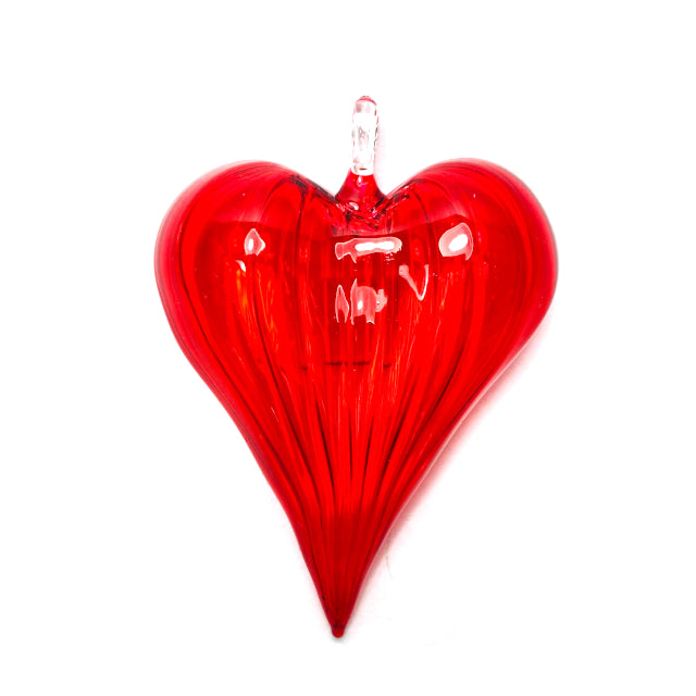 Blown Glass Heart Ornament - Red