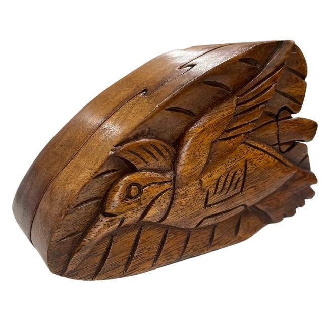 Wood-Carved Hummingbird Puzzle Box