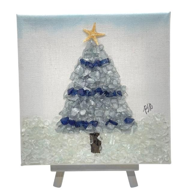 Sea Glass Christmas Tree on Canvas