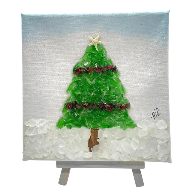 Sea Glass Christmas Tree on Canvas