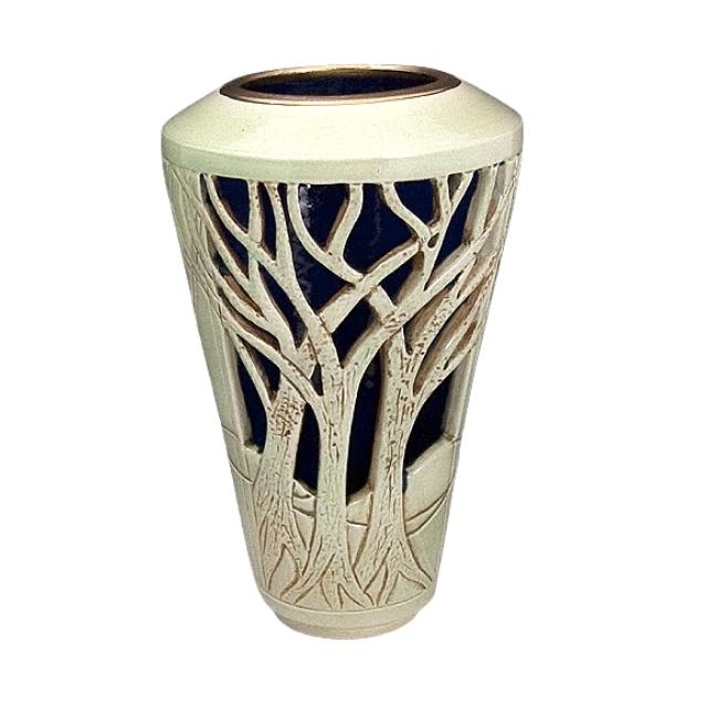 Winter Forest Ceramic Carved Cutout Vase