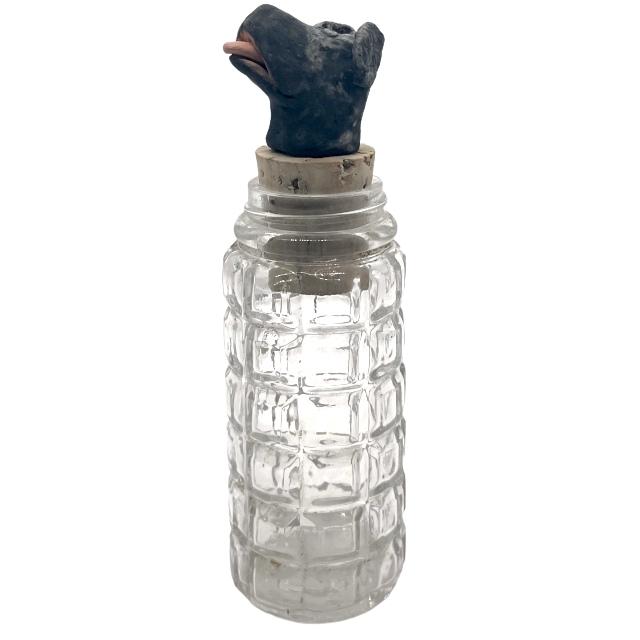 Ceramic Gray Bottle Buddy Dog