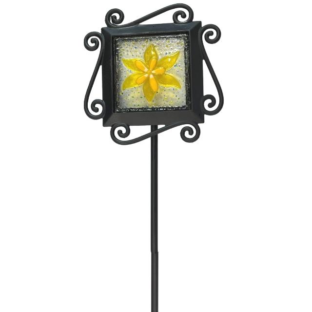 Fused Glass Yellow Flower Garden Stake