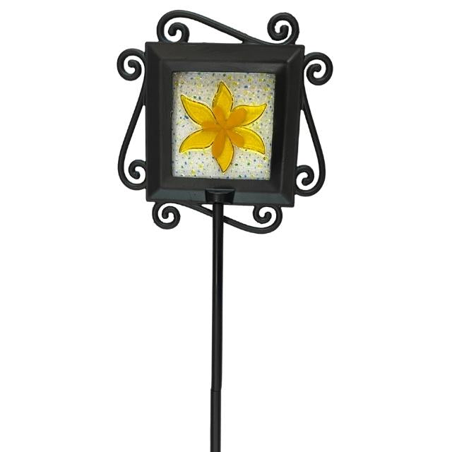 Fused Glass Yellow Flower Garden Stake