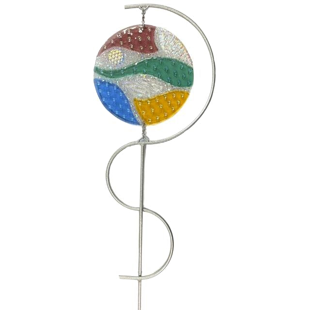 Fused Glass Spinning Garden Stake