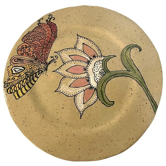 Ceramic Butterfly & Flower Plate