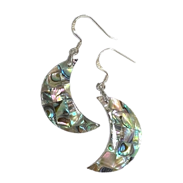 Abalone Crescent Moon Earrings