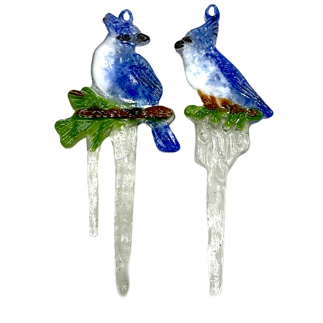 Fused Glass Blue Bird Ornament / Garden Stake