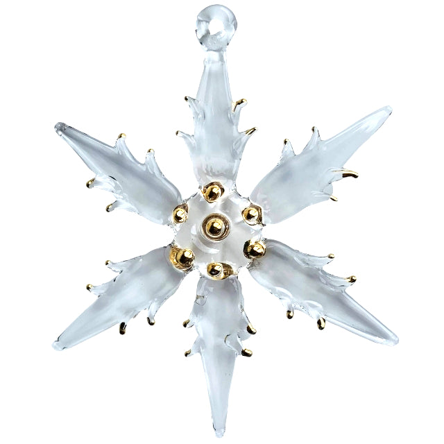 Blown Glass Snowflake Ornament - Clear