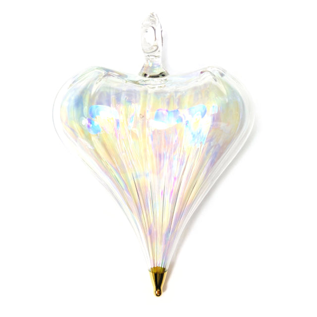 Blown Glass Heart Ornament - Iridescent