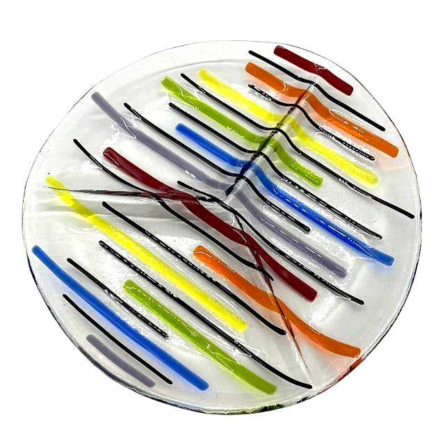 Round Fused Glass Candy Dish - Rainbow