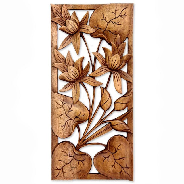 Lotus Plant Wood Panel