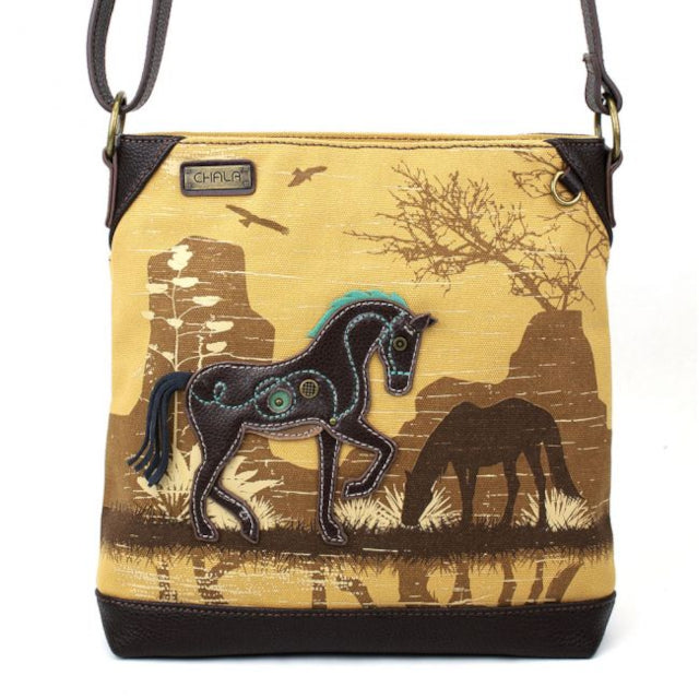 Horse Canvas Crossbody Bag (Brown) - Vegan