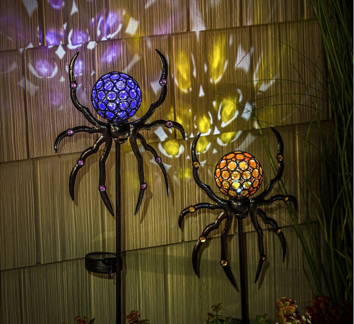 Metal Solar Spider Garden Stakes - Set of 2
