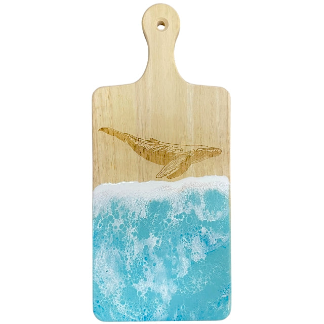 Acrylic Ocean Waves Cutting Board - Humpback Whale Engraving