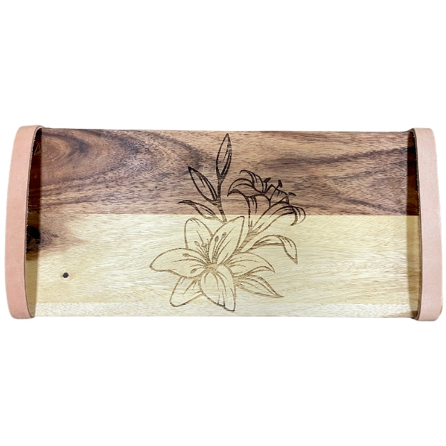 Engraved Lily Flower Serving Tray