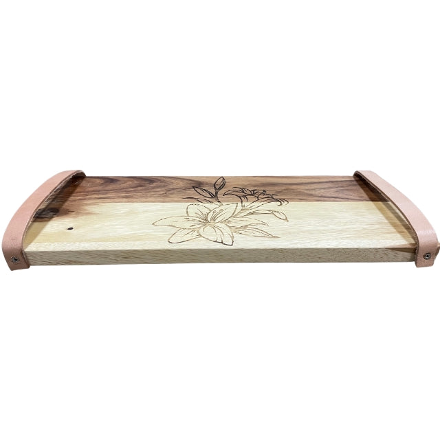 Engraved Lily Flower Serving Tray