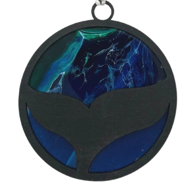 Wooden Ocean Ornament - Black Whale Tail