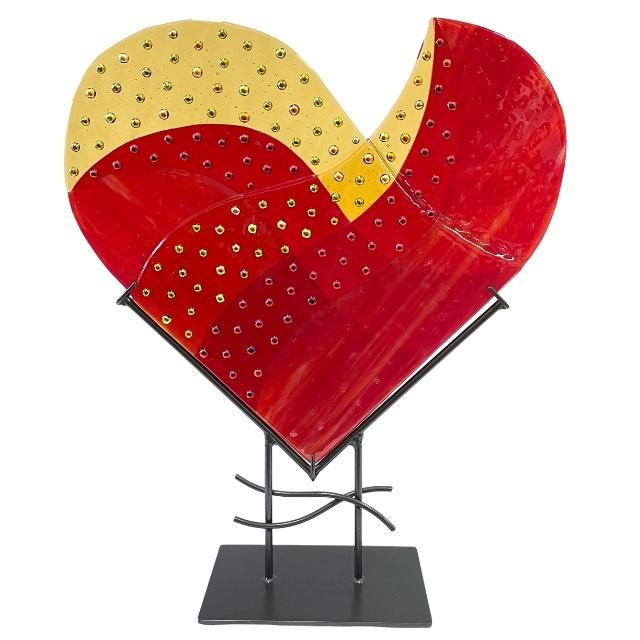 Heart on Fire - Fused Glass Table Top Art