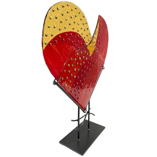 Heart on Fire - Fused Glass Table Top Art